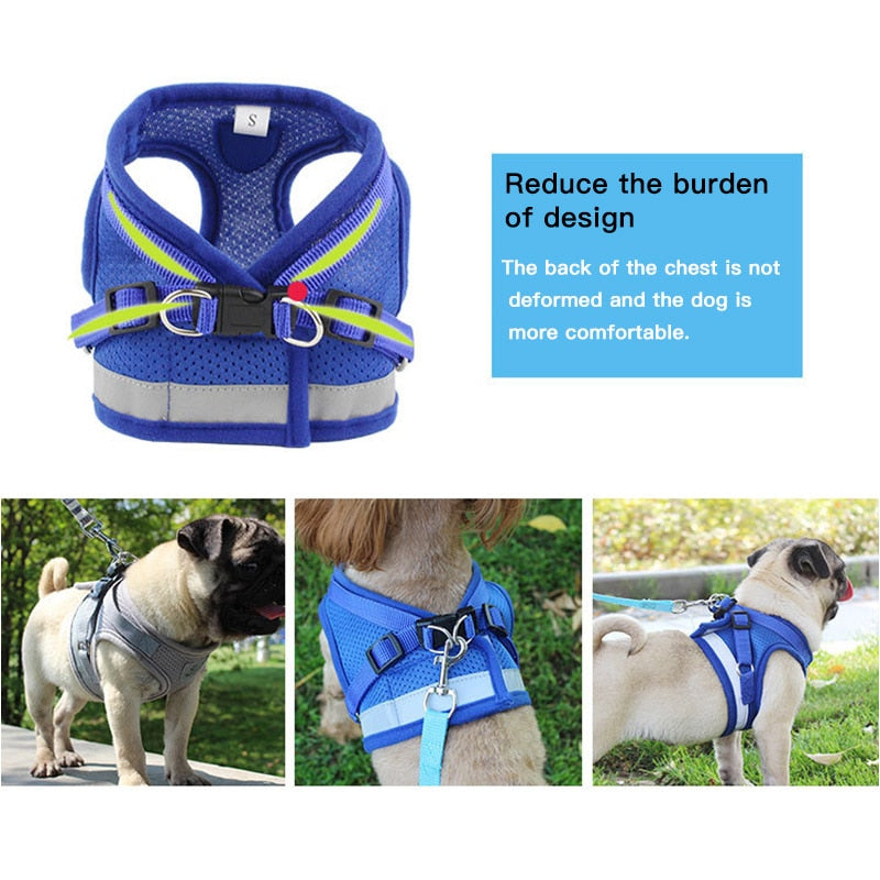 Pet Dog Cat Harness with Leash Adjustable Vest Walking Supplies Soft Breathable Plaid Collar Puppy for Small Medidum Large Dogs