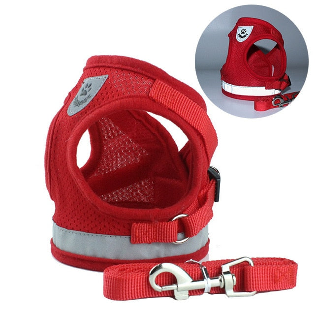 Pet Dog Cat Harness with Leash Adjustable Vest Walking Supplies Soft Breathable Plaid Collar Puppy for Small Medidum Large Dogs