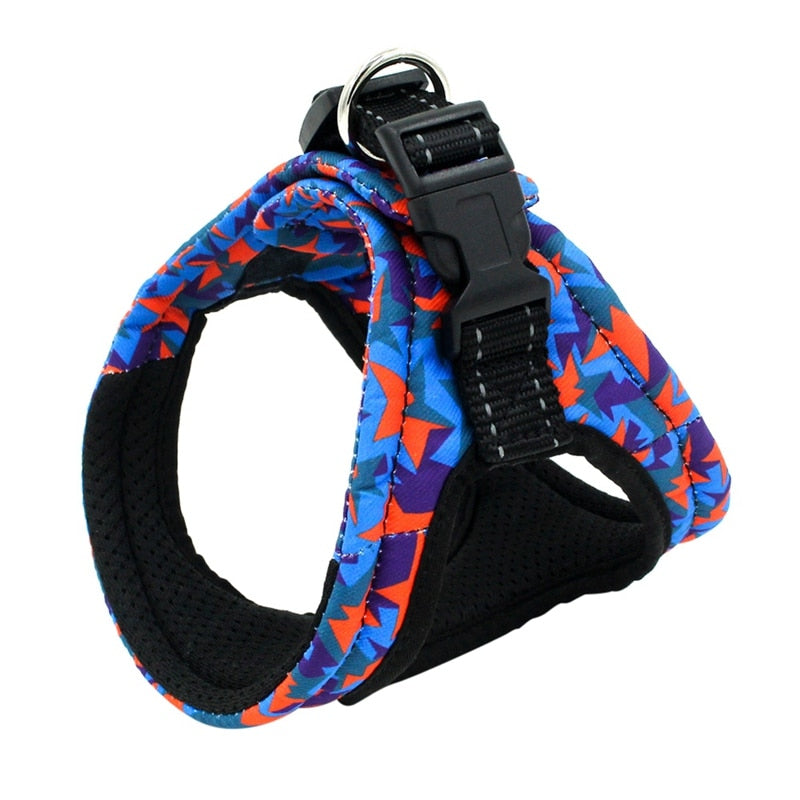 Pet Dog Harness For Small Medium Dogs Breathable Adjustable Pet Harness Printed Puppy Vest Harness Outdoor Dog Walking Supplies