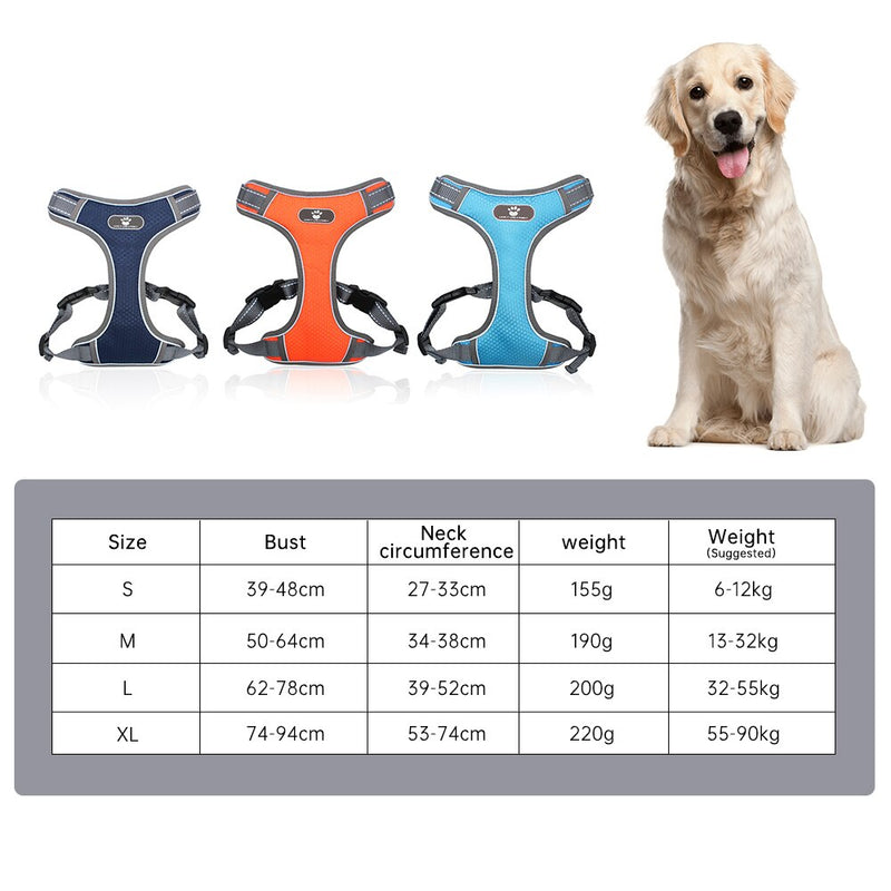 Pet Dog Harness Vest Adjustable Pet Breathable Reflective Accessories Mesh Harnesses For Medium Large Dog Breast-band