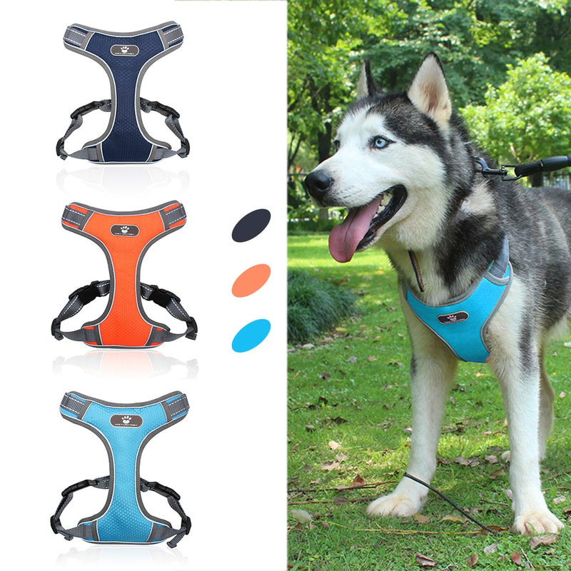 Pet Dog Harness Vest Adjustable Pet Breathable Reflective Accessories Mesh Harnesses For Medium Large Dog Breast-band