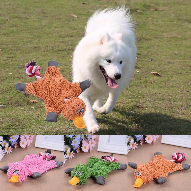 Pet Dog Squeaky Toy Durable Cute Papa Duck Making Sound Plush Dog Puppy Chew Toys Training Teething Toys For Small Medium Dogs