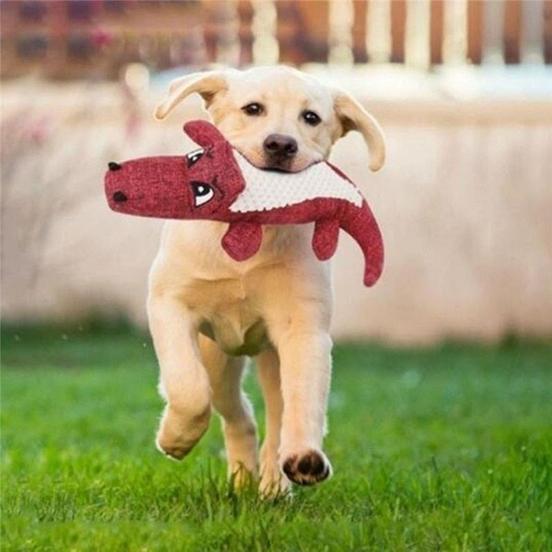 Pet Dog Toy Linen Plush Crocodile Animal Toy Dog Chew Squeaky Noise Toy Cleaning Teeth Supplies Toy Tough Interactive Doll @D