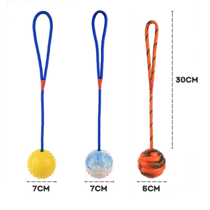 Pet Dogs Training Toy Natural Rubber Ball On Rope For Reward Fetch Play Interactive Funny Dog Toy Dog Training Supplies