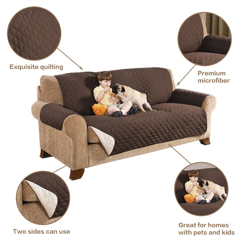 Pet Sofa Cover Washable Removable Two Side Use Towel Armrest couch Covers Slipcovers couch Dog Pets Single/Two/Three Seater