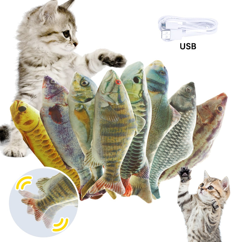 Pet Soft Electronic Fish Shape Cat Toy Electric USB Charging Simulation Fish Toys Funny Cat Dog Chewing Playing Toy Supplies