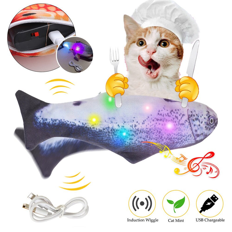 Pet Soft Electronic Fish Shape Cat Toy Electric USB Charging Simulation Fish Toys Funny Cat Dog Chewing Playing Toy Supplies