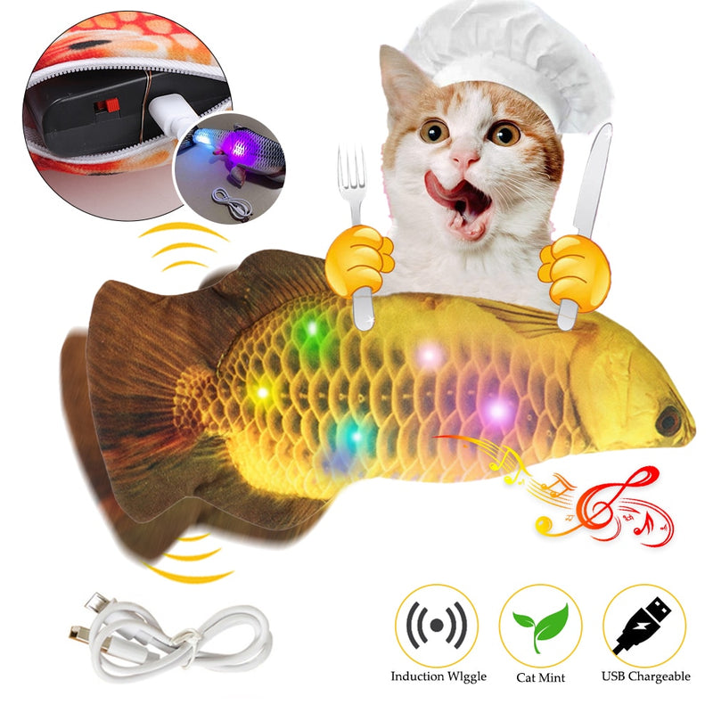 Pet Soft Electronic Fish Shape Cat Toy Electric USB Charging Simulation Fish Toys Funny Cat Dog Chewing Playing Toy Supplies