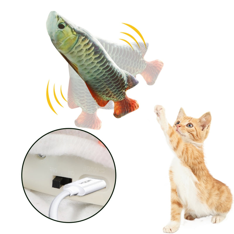 Pet Soft Electronic Fish Shape Cat Toy Electric USB Charging Simulation Fish Toys Funny Cat Dog Chewing Playing Toy Supplies