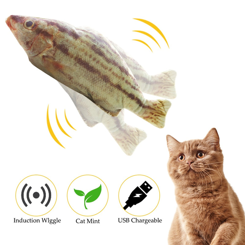 Pet Soft Electronic Fish Shape Cat Toy Electric USB Charging Simulation Fish Toys Funny Cat Dog Chewing Playing Toy Supplies