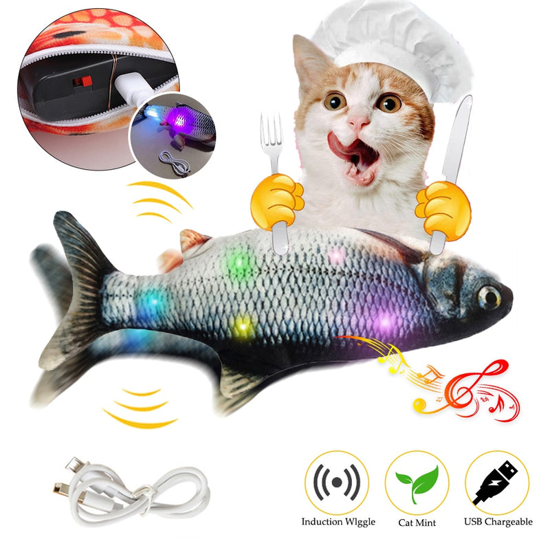 Pet Soft Electronic Fish Shape Cat Toy Electric USB Charging Simulation Fish Toys Funny Cat Dog Chewing Playing Toy Supplies