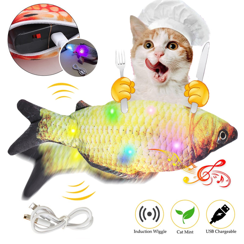 Pet Soft Electronic Fish Shape Cat Toy Electric USB Charging Simulation Fish Toys Funny Cat Dog Chewing Playing Toy Supplies