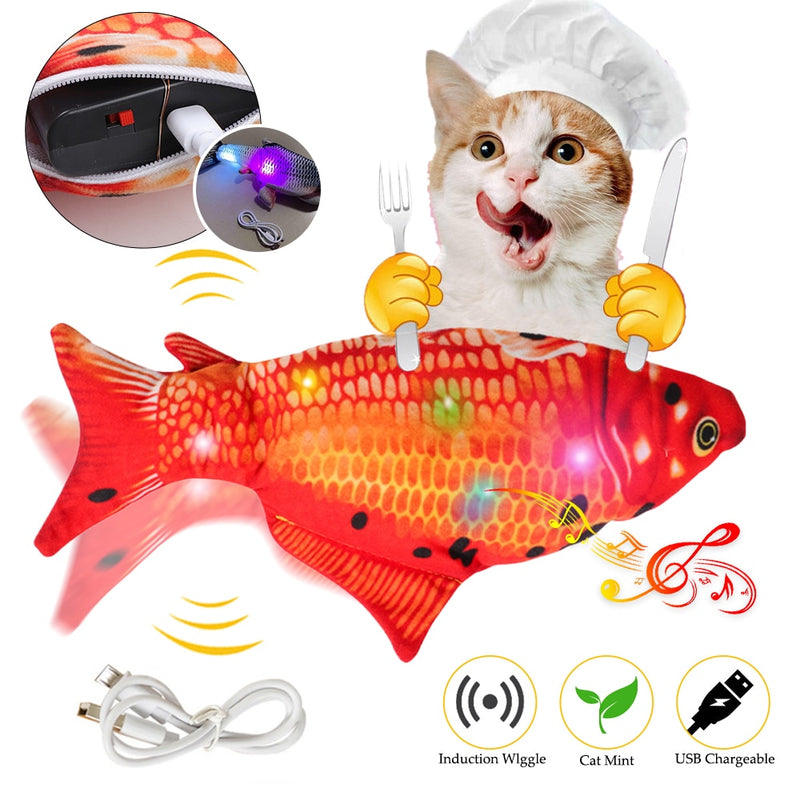 Pet Soft Electronic Fish Shape Cat Toy Electric USB Charging Simulation Fish Toys Funny Cat Dog Chewing Playing Toy Supplies