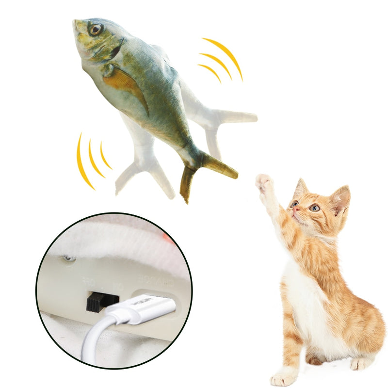 Pet Soft Electronic Fish Shape Cat Toy Electric USB Charging Simulation Fish Toys Funny Cat Dog Chewing Playing Toy Supplies