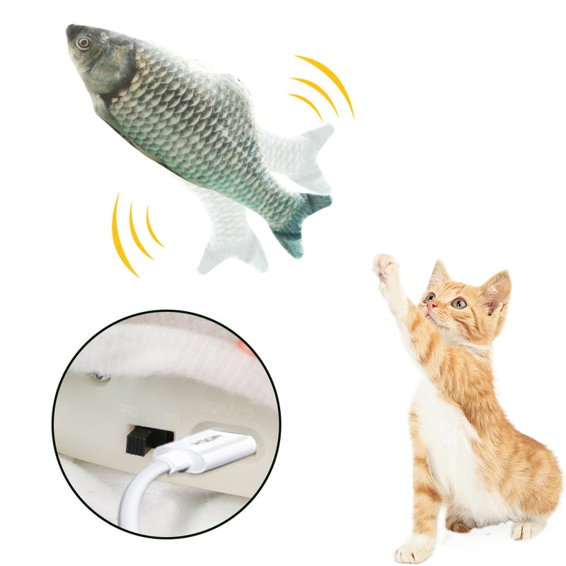 Pet Soft Electronic Fish Shape Cat Toy Electric USB Charging Simulation Fish Toys Funny Cat Dog Chewing Playing Toy Supplies