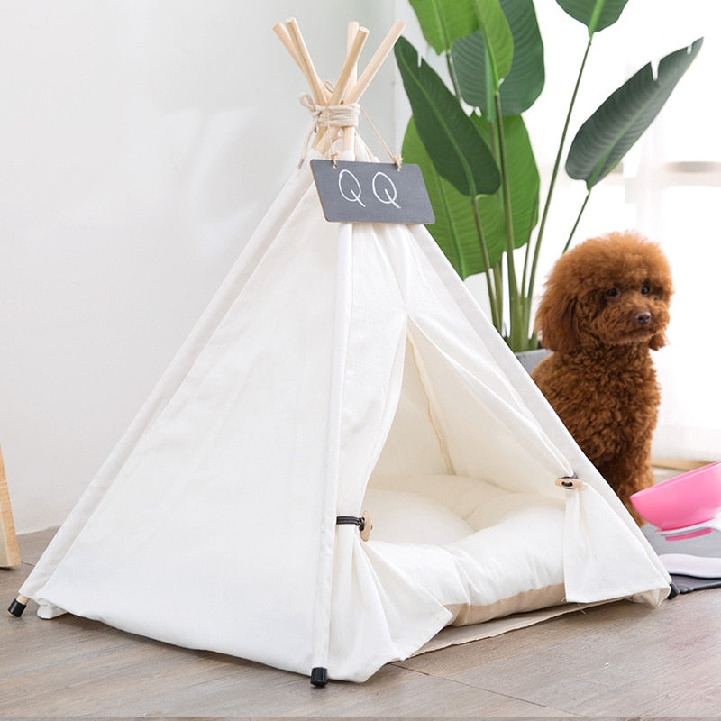 Pet Tent House Cat Bed Portable Teepee with Thick Cushion  Available for Dog Puppy Excursion Outdoor Indoor Small Animals Bed