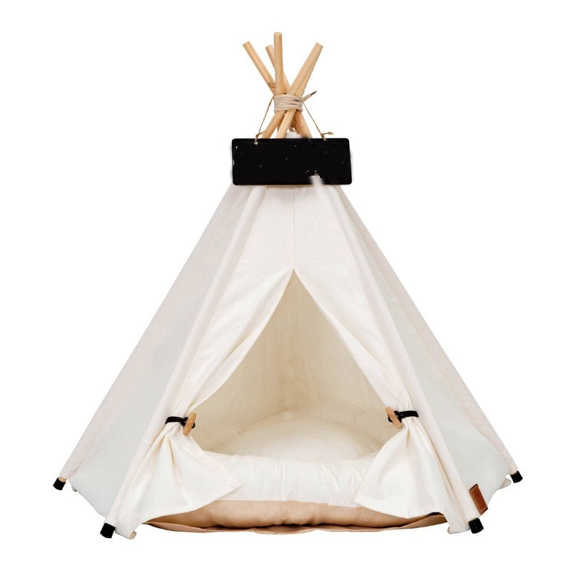 Pet Tent House Cat Bed Portable Teepee with Thick Cushion  Available for Dog Puppy Excursion Outdoor Indoor Small Animals Bed