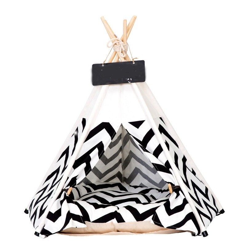 Pet Tent House Cat Bed Portable Teepee with Thick Cushion  Available for Dog Puppy Excursion Outdoor Indoor Small Animals Bed