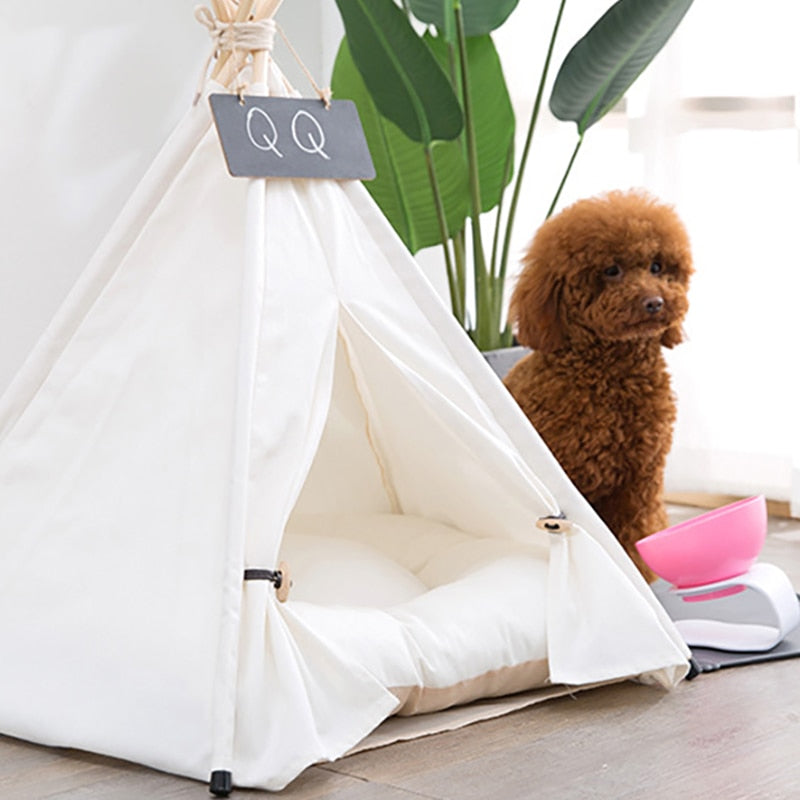 Pet Tent House Cat Bed Portable Teepee with Thick Cushion  Available for Dog Puppy Excursion Outdoor Indoor Small Animals Bed