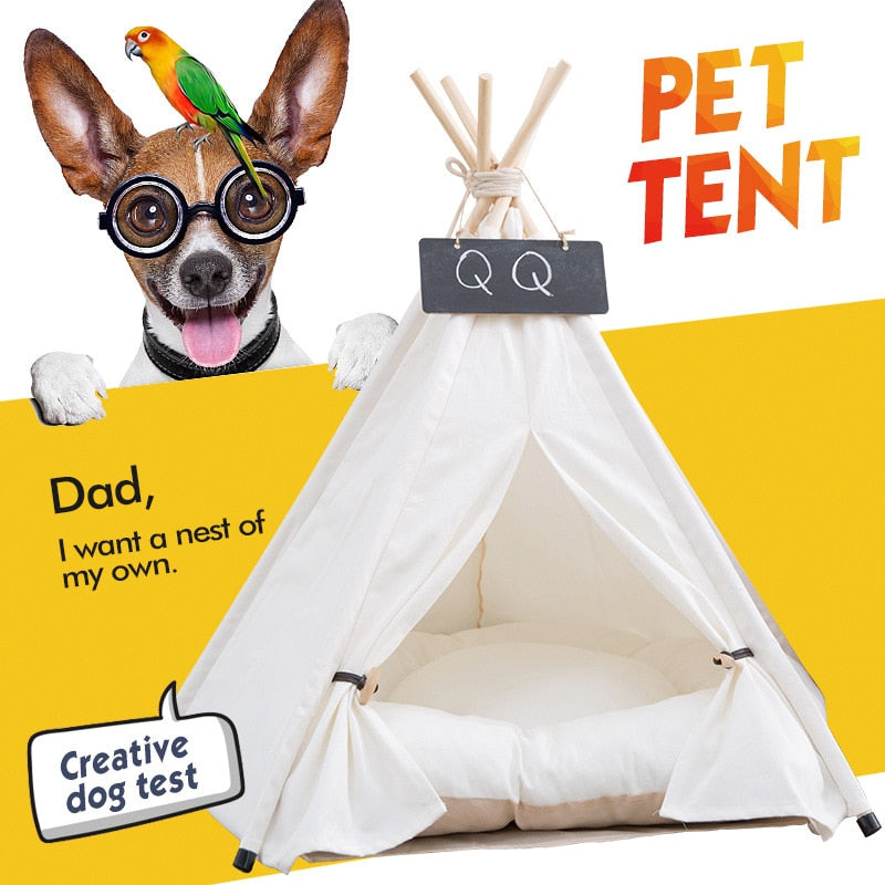 Pet Tent House Cat Bed Portable Teepee with Thick Cushion  Available for Dog Puppy Excursion Outdoor Indoor Small Animals Bed