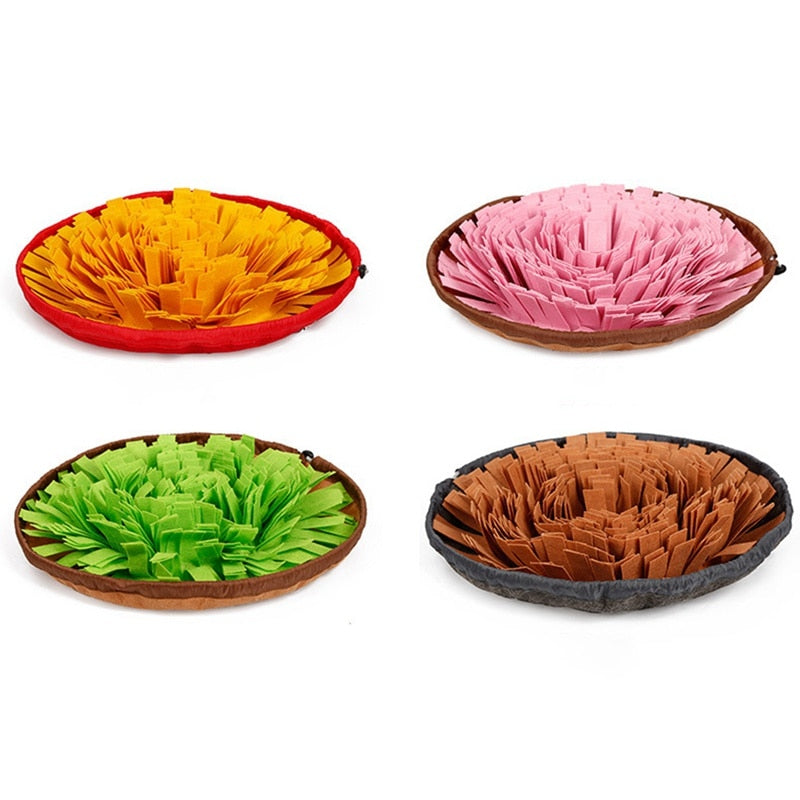Pet Toys Dog Round Pet Sniffing Pad Washable Training Blanket Feeding Mat Piecing Multi-color Dog Toys