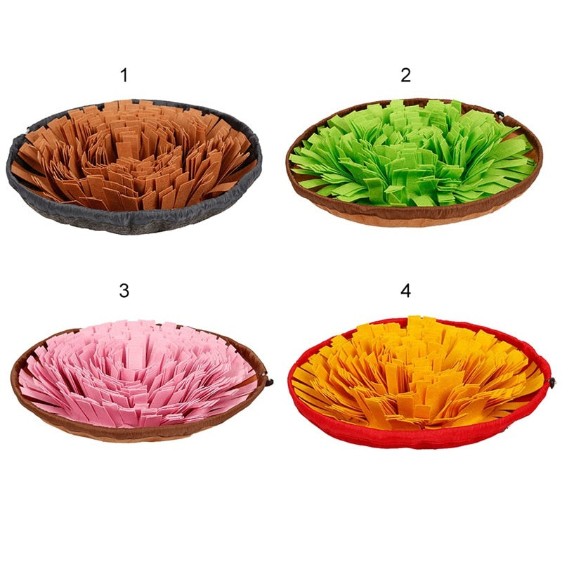 Pet Toys Dog Round Pet Sniffing Pad Washable Training Blanket Feeding Mat Piecing Multi-color Dog Toys