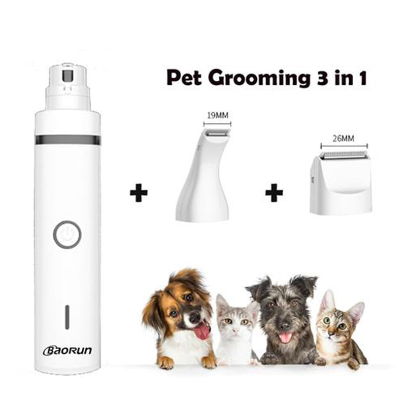 3 in 1 Multifunctional Pet Hair Clippers Kit Pet Nail Grinder Electric Rechargeable Dog Nail Trimmer Kit