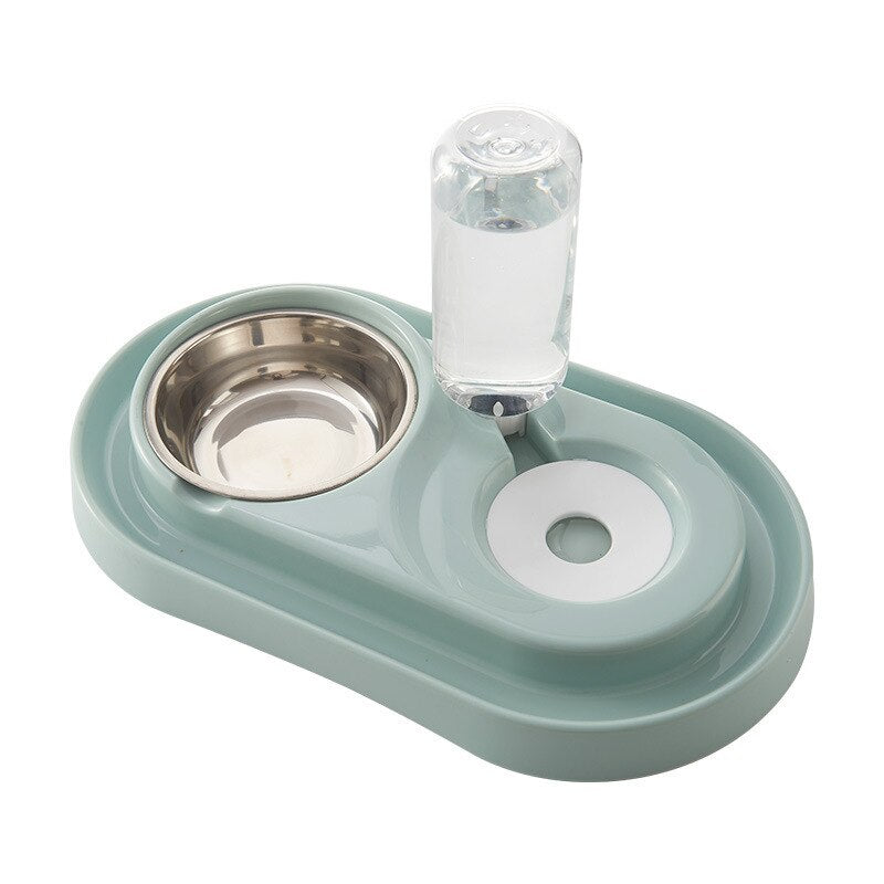 Pets Water and Food Bowl Set, Dogs Cats Feeder Bowl and Automatic Water Dispenser Double Pet Bowls