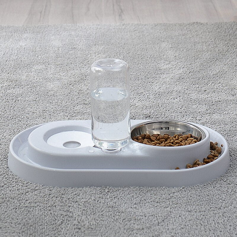 Pets Water and Food Bowl Set, Dogs Cats Feeder Bowl and Automatic Water Dispenser Double Pet Bowls