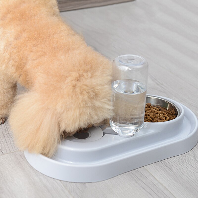 Pets Water and Food Bowl Set, Dogs Cats Feeder Bowl and Automatic Water Dispenser Double Pet Bowls