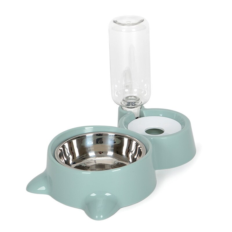 Dog Cat Food Bowl with Water Bottle Puppy Kitten Automatic Water Dispenser Feeder Pet Double Not Wet Mouth Water Bowl