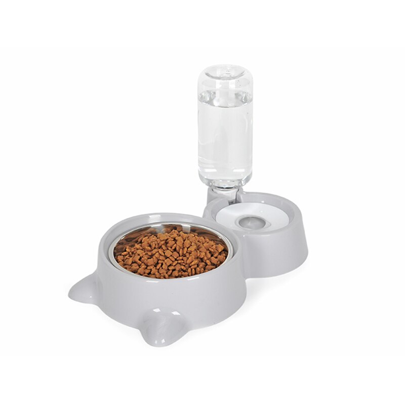 Dog Cat Food Bowl with Water Bottle Puppy Kitten Automatic Water Dispenser Feeder Pet Double Not Wet Mouth Water Bowl