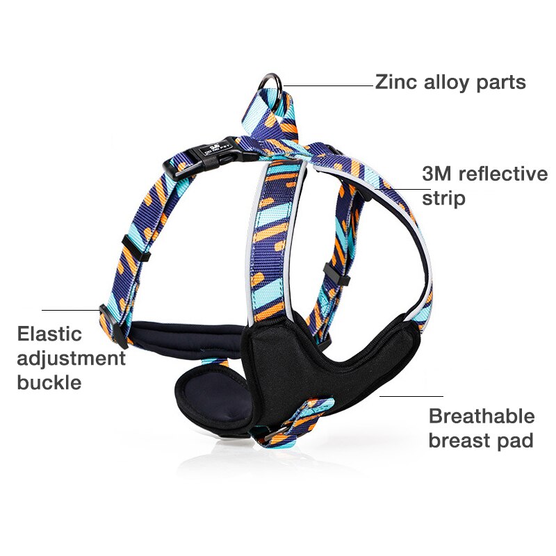 Dog Glowing Collar Leash Small Medium Large Dog Harness Chest Vest Adjustable Reflective Pet Leash Harness Traction Rope