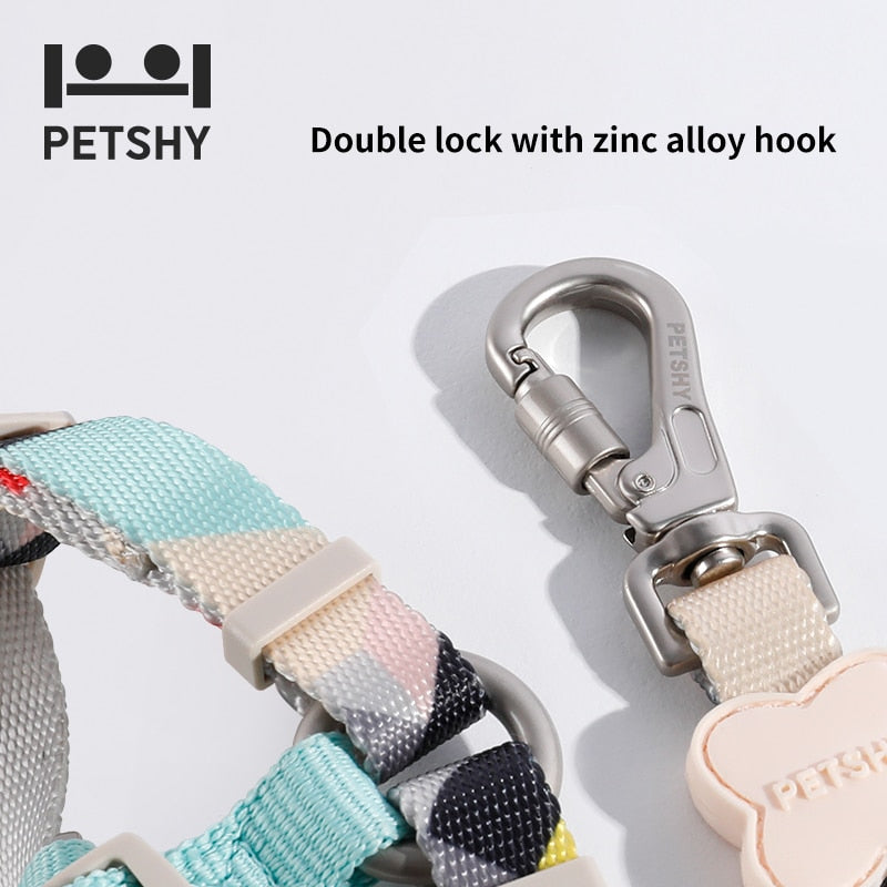 Petshy Dog Harness with Leash Summer Pet Adjustable Vest Walking Lead for Puppy Polyester Mesh Harness for Small Medium Dog