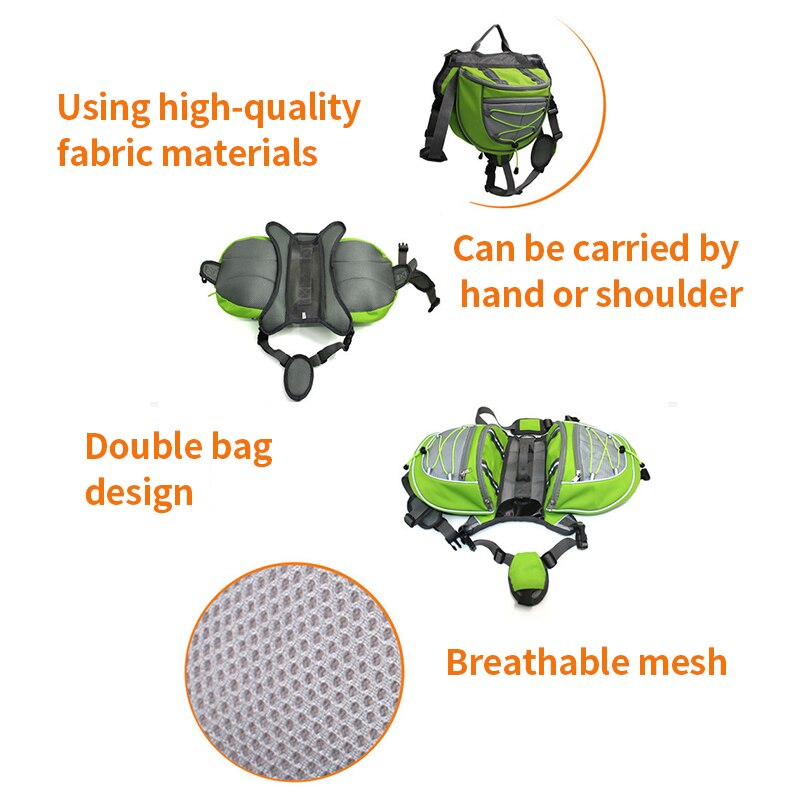 Petshy Dog Outdoor Bag Breathable Pet Backpack Carrier Double Bags Dogs Leash Harness Carrying Dog Travel Traning Bag Storage