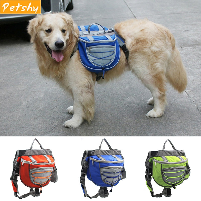 Petshy Dog Outdoor Bag Breathable Pet Backpack Carrier Double Bags Dogs Leash Harness Carrying Dog Travel Traning Bag Storage