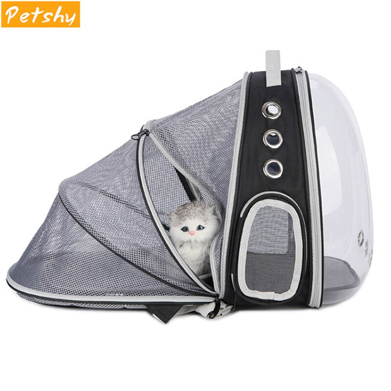 Petshy Dog Transparent Space Capsule Pet Cat Backpack Window Small Dog Carrying Cage Outdoor Travel Bags Puppy Pet Carrier Bag