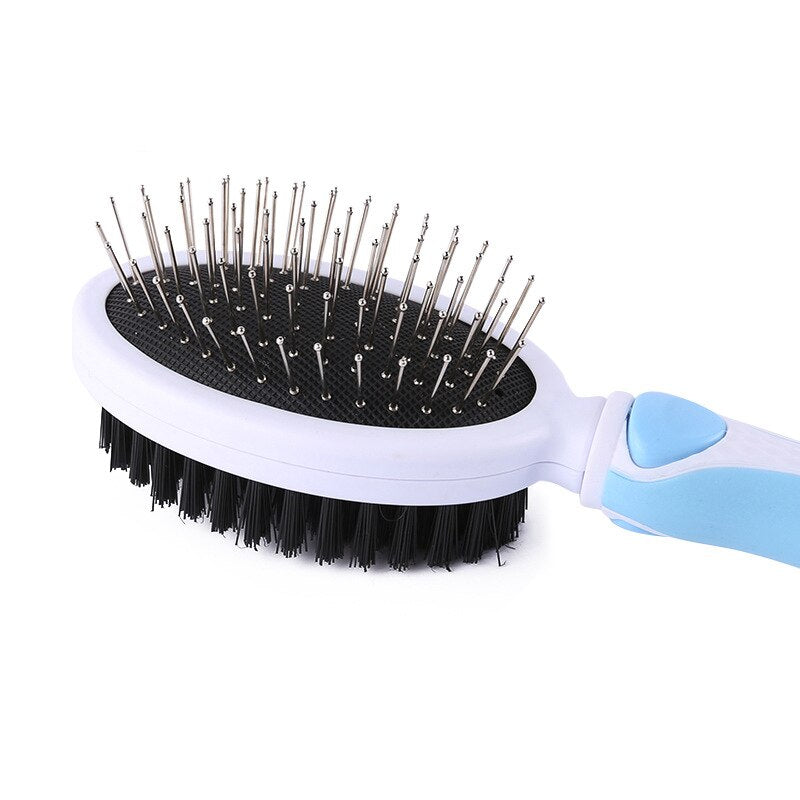 Petshy Double Faced Pet Dog Combs Long Hair Brush Plastic Handle Cats Puppy Massage Clean Brushs Pets Hair Grooming Rake Combs