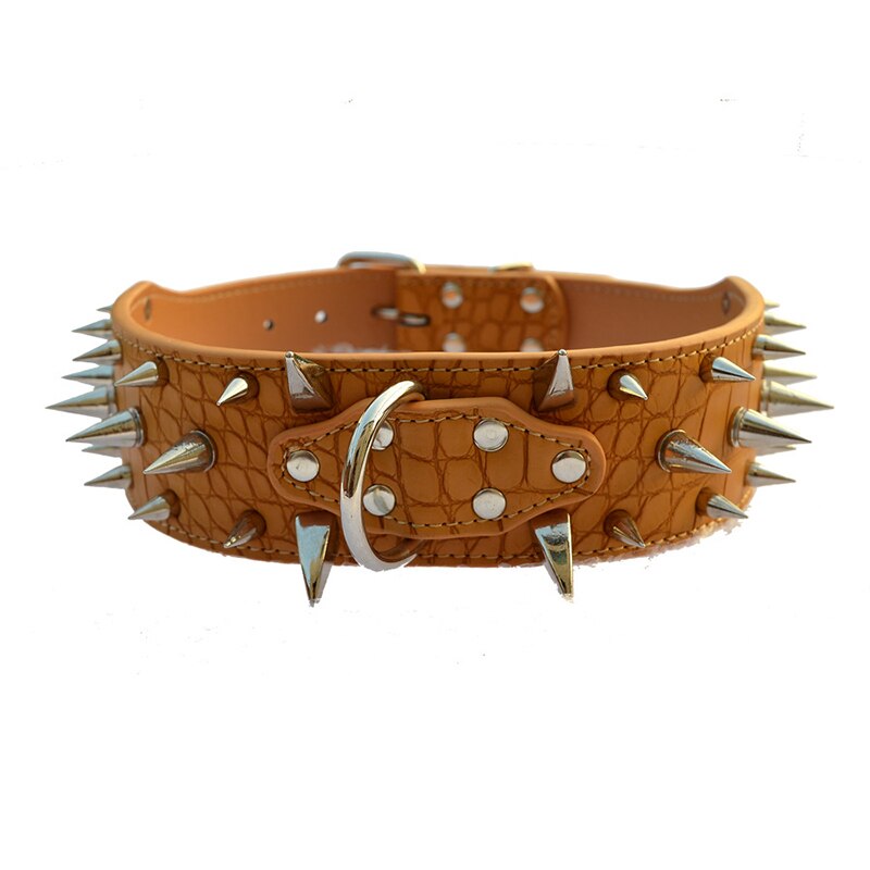 Petshy Hot Sale Pu Leather Studded Round Spikes Dog Collars Adjustable Medium Large Dogs Pet Collar Bulldog Pitbull Boxer