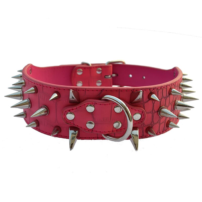 Petshy Hot Sale Pu Leather Studded Round Spikes Dog Collars Adjustable Medium Large Dogs Pet Collar Bulldog Pitbull Boxer