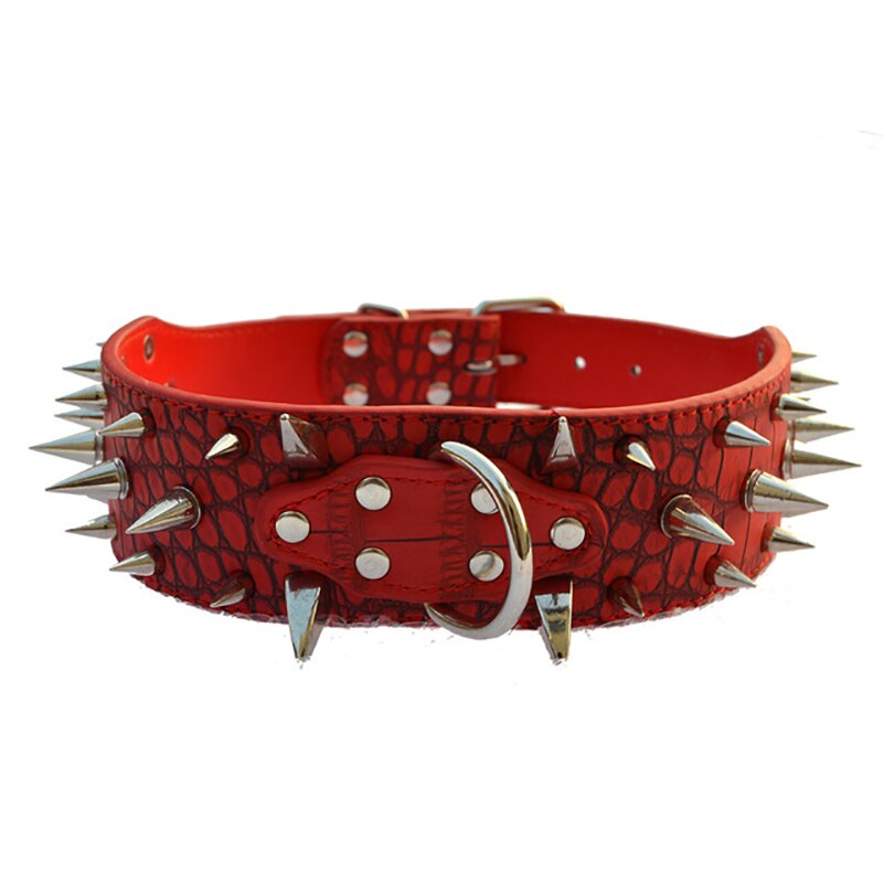 Petshy Hot Sale Pu Leather Studded Round Spikes Dog Collars Adjustable Medium Large Dogs Pet Collar Bulldog Pitbull Boxer