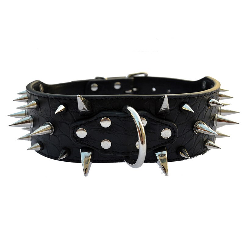 Petshy Hot Sale Pu Leather Studded Round Spikes Dog Collars Adjustable Medium Large Dogs Pet Collar Bulldog Pitbull Boxer