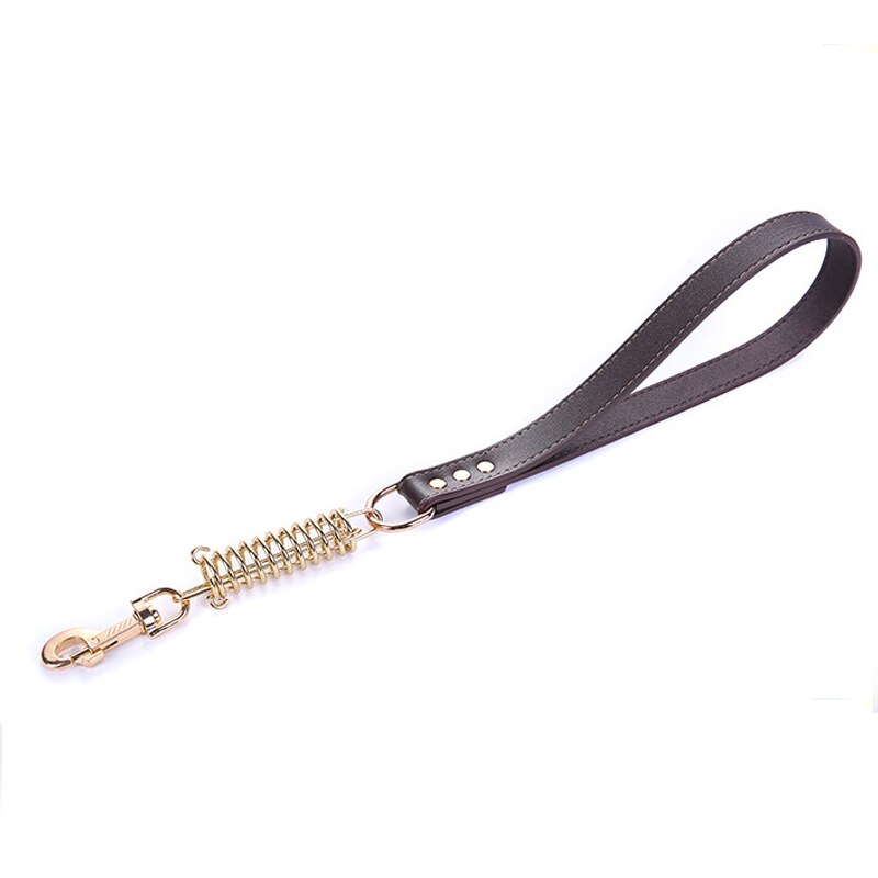 Petshy Leather Buffer Spring Pets Leashes Short Safety Outdoor Walking Training Dogs Rope For Medium Large Dog Pet Products