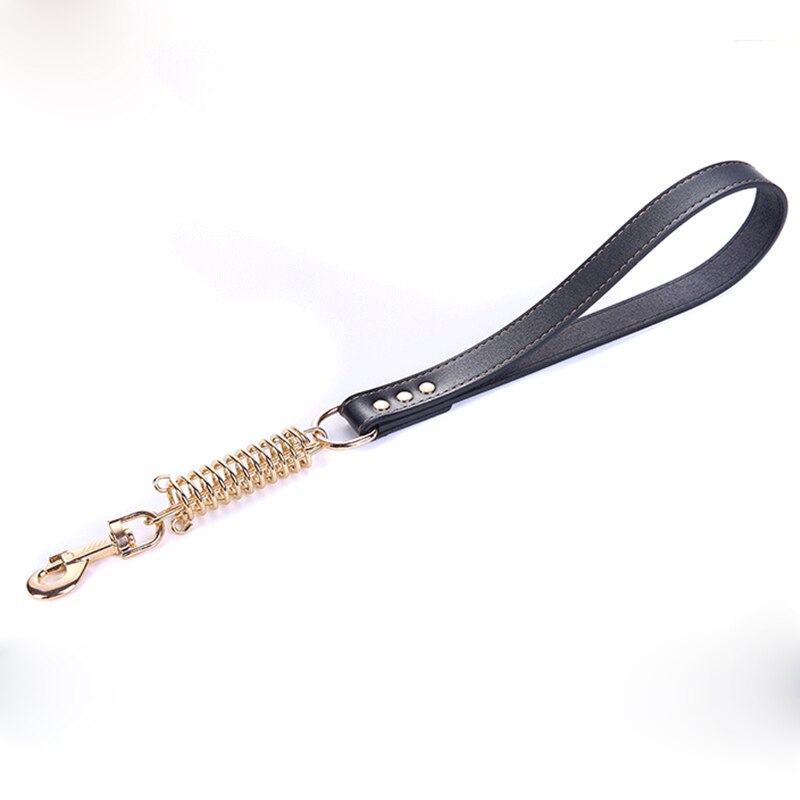 Petshy Leather Buffer Spring Pets Leashes Short Safety Outdoor Walking Training Dogs Rope For Medium Large Dog Pet Products