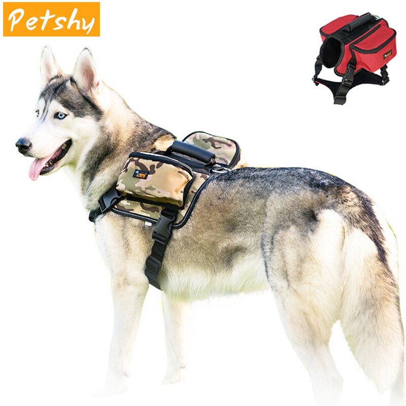 Petshy New Pet Dog Saddle Bag Without Strap Large Medium Dog Adjustable Saddle Pack Harness Carrier For Traveling Hiking Camping