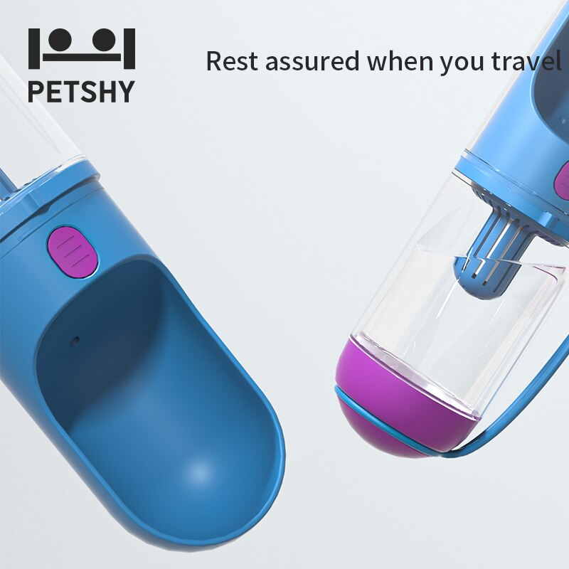 Petshy Pet Dog Water Bottle Plastic Portable Water Bottle Pets Outdoor Travel Drinking Water Feeder Bowl for Dogs