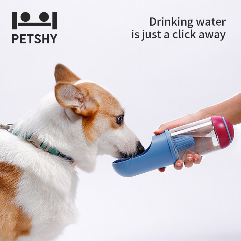 Petshy Pet Dog Water Bottle Plastic Portable Water Bottle Pets Outdoor Travel Drinking Water Feeder Bowl for Dogs