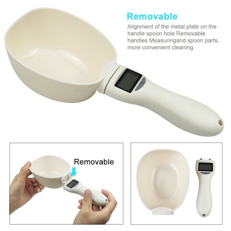 Petshy Pet Food Water Measuring Spoon Cup Portable Removeable Pet Feeding Supplies Dog Feeding Shovel Cat Food Scoop 800G/0.1G