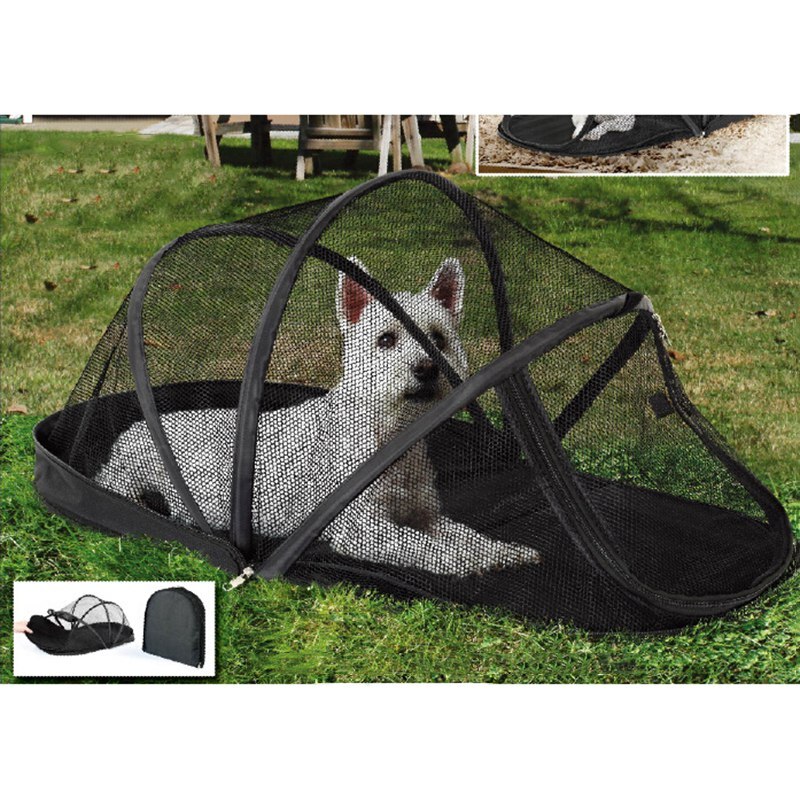 Mosquito net outlet for dog crate