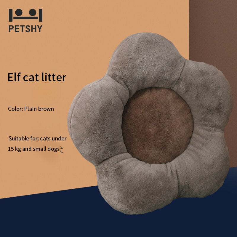 Petshy Portable Plush Dog Bed House Dog Mat Winter Warm Sleeping Cats Nest Soft Long Plush Dog Basket Pet Cushion